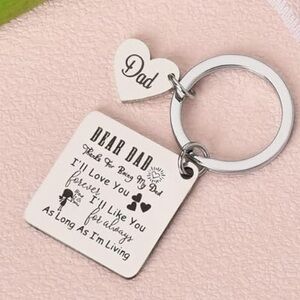 Silver Father’s Day gift Dad Keychain with Heart Charm